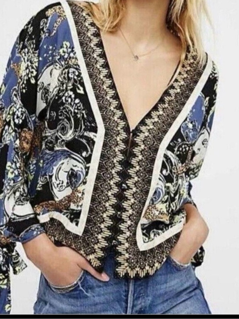 Free People Catch Me if You Can Blouse Top S Boho Gypsy